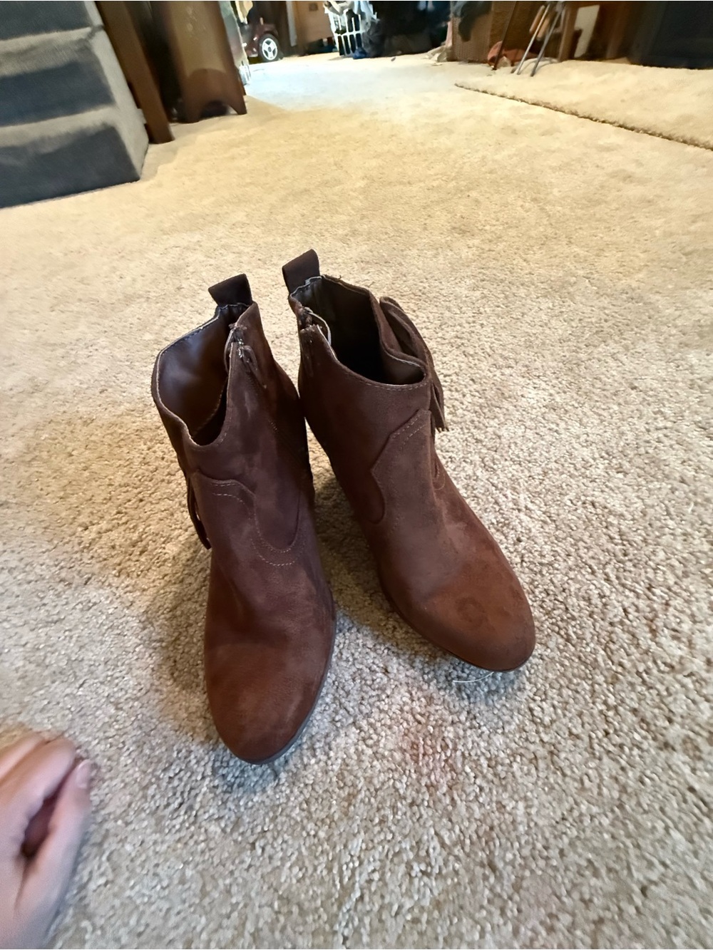 Madden Girl Brown Suede Western-Inspired Ankle Booties